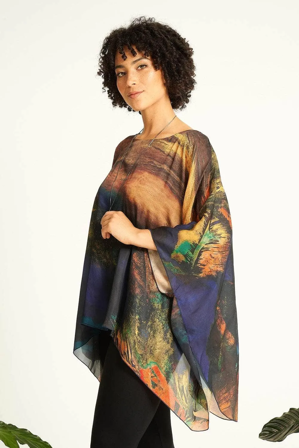 Saloos Kaftan Silk Look Top with Necklace