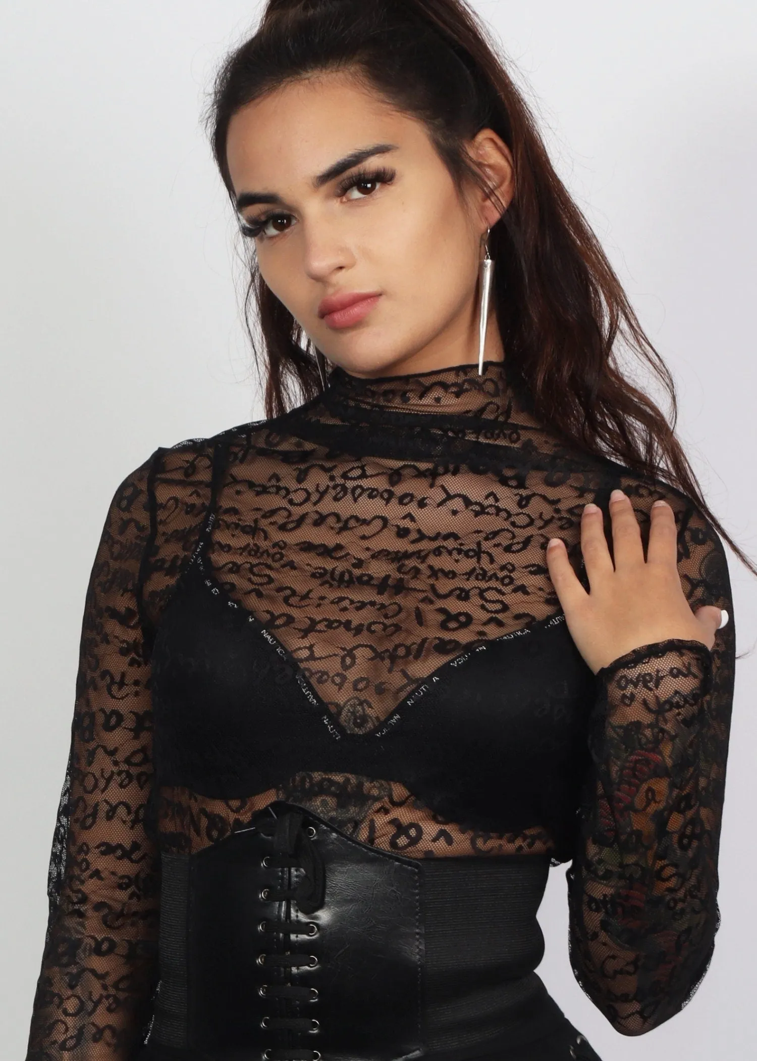 Scribble Lace Sheer Top