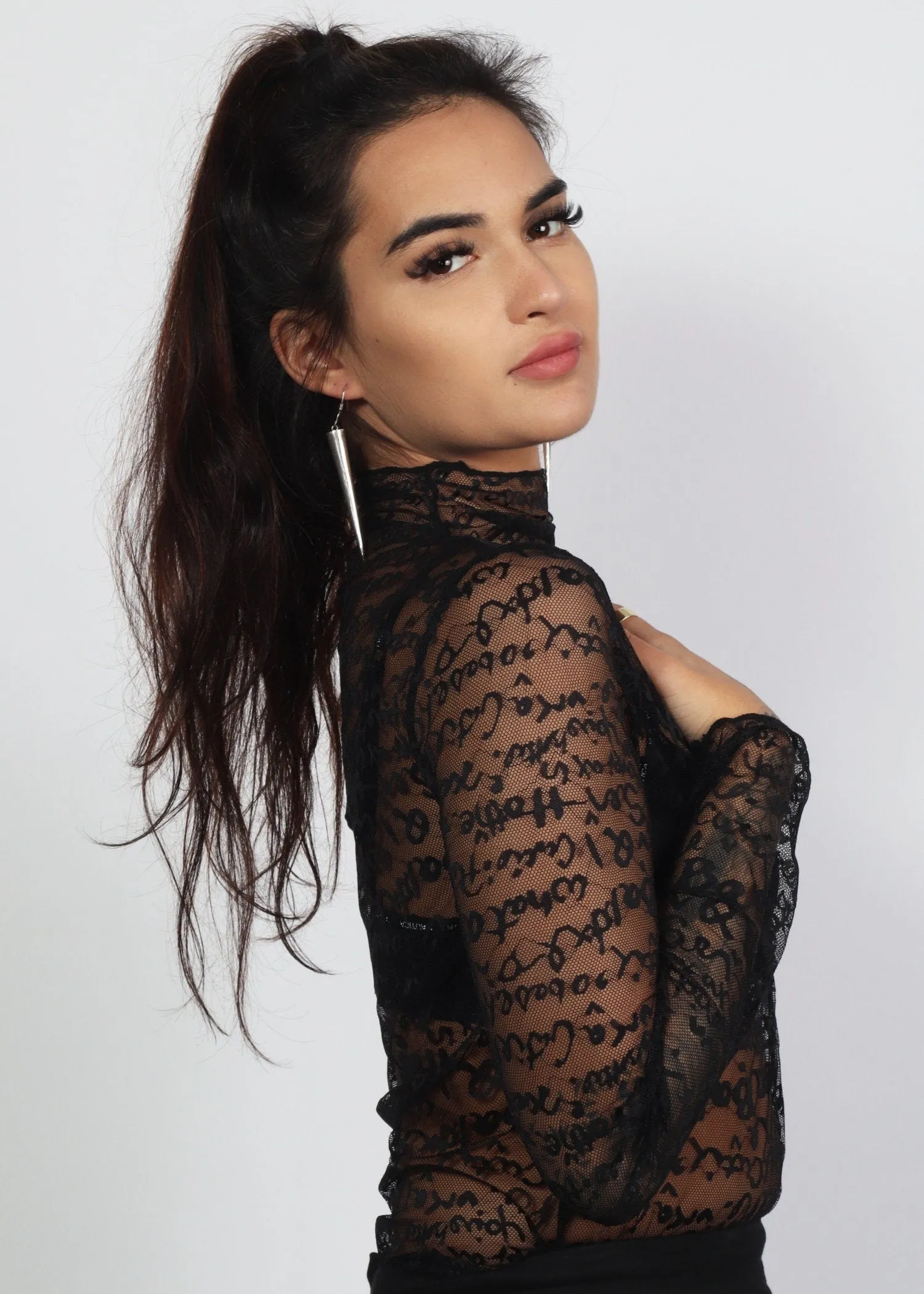 Scribble Lace Sheer Top