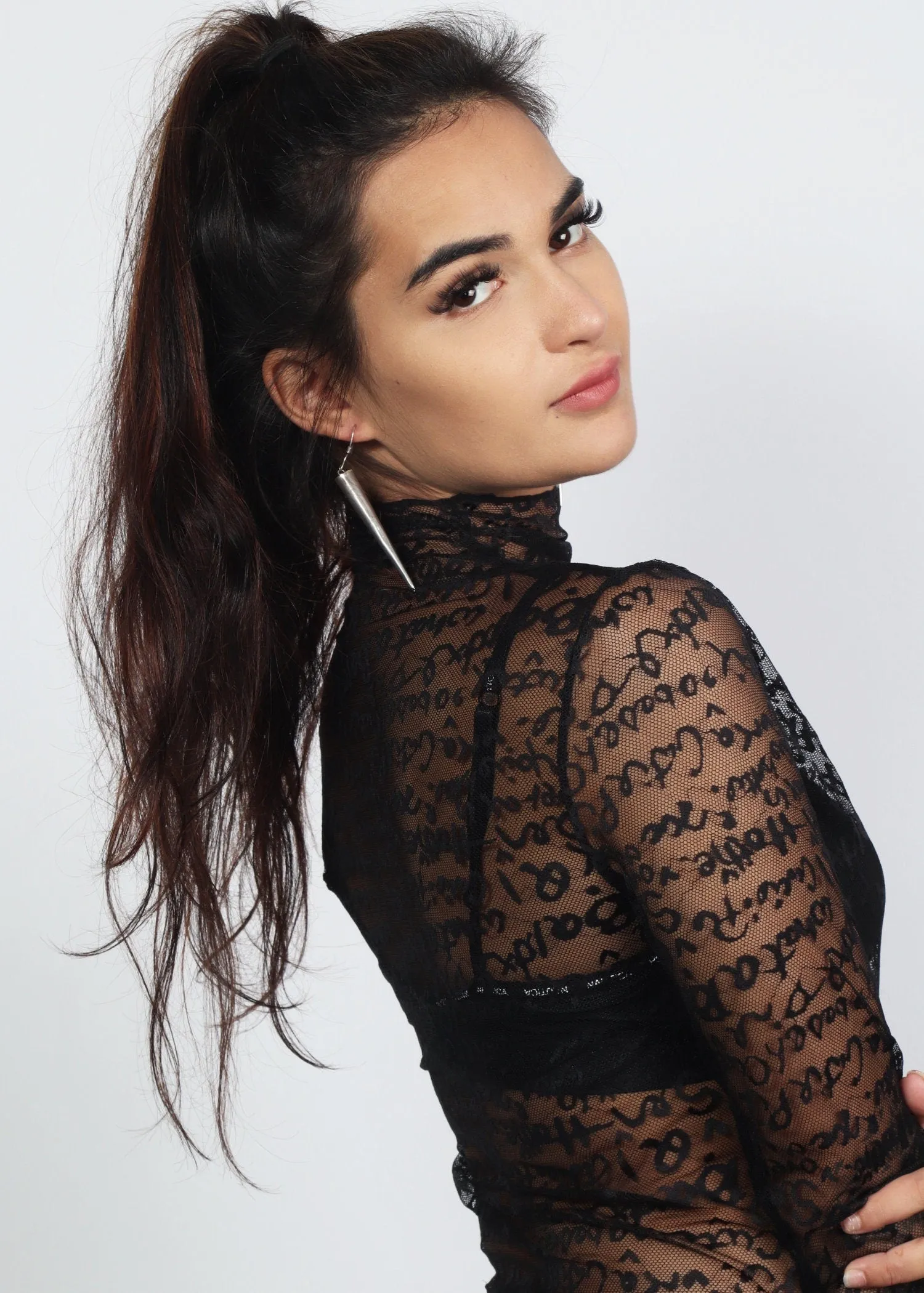 Scribble Lace Sheer Top