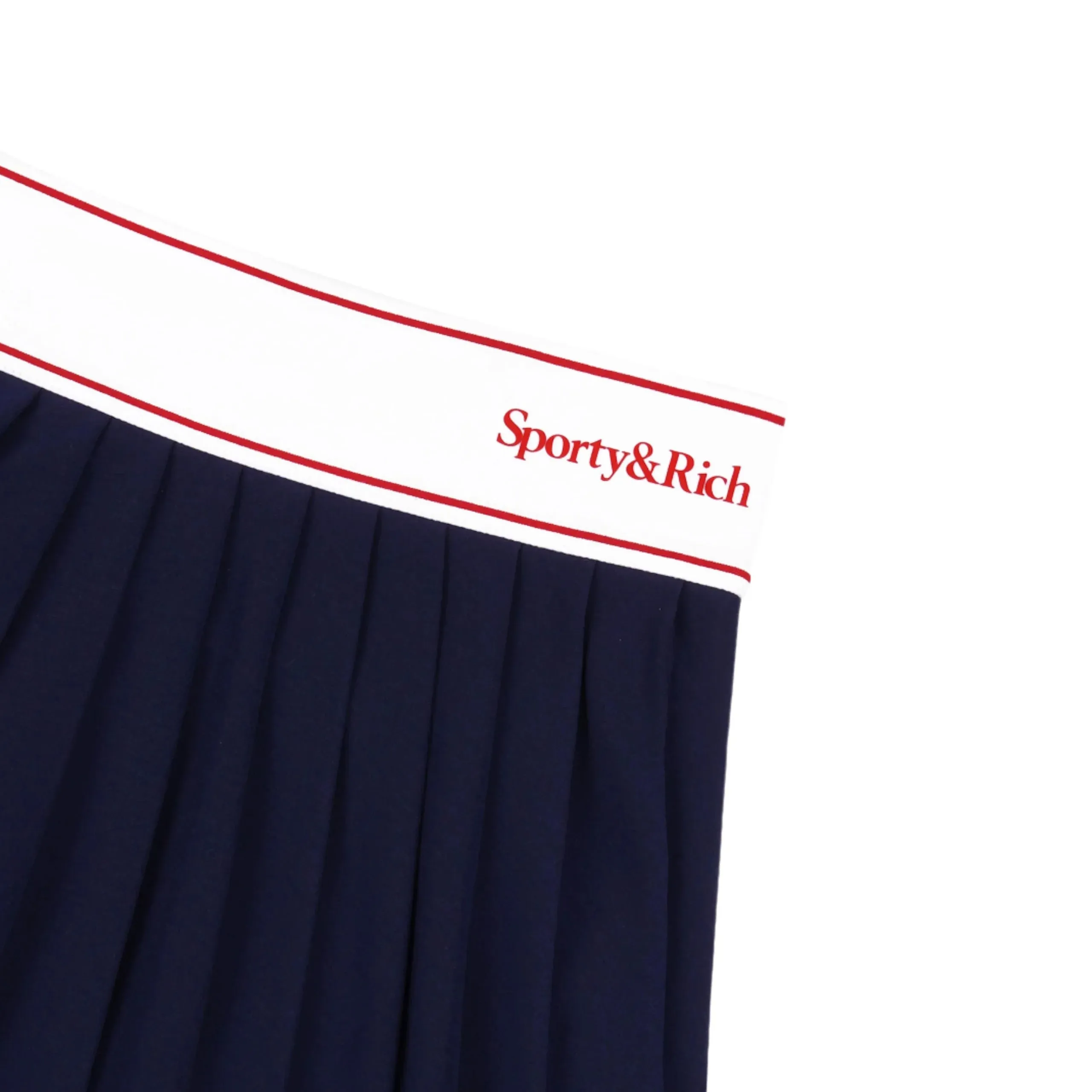 Serif Logo Pleated Skirt (Navy/White/Bright Red)