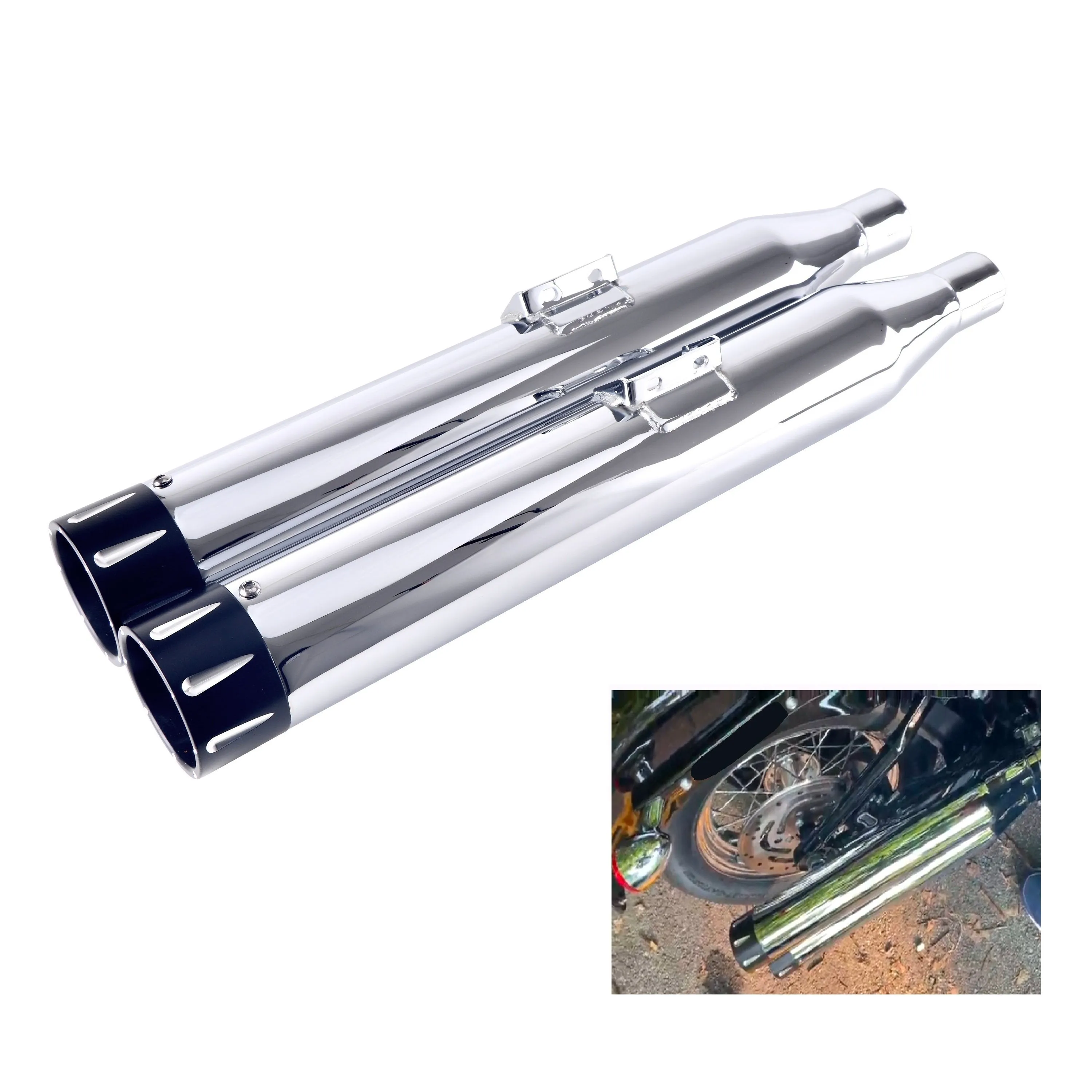 Sharkroad 3.5" Chrome Slip On Mufflers Exhaust for 2018-2024 Softail M8 Black