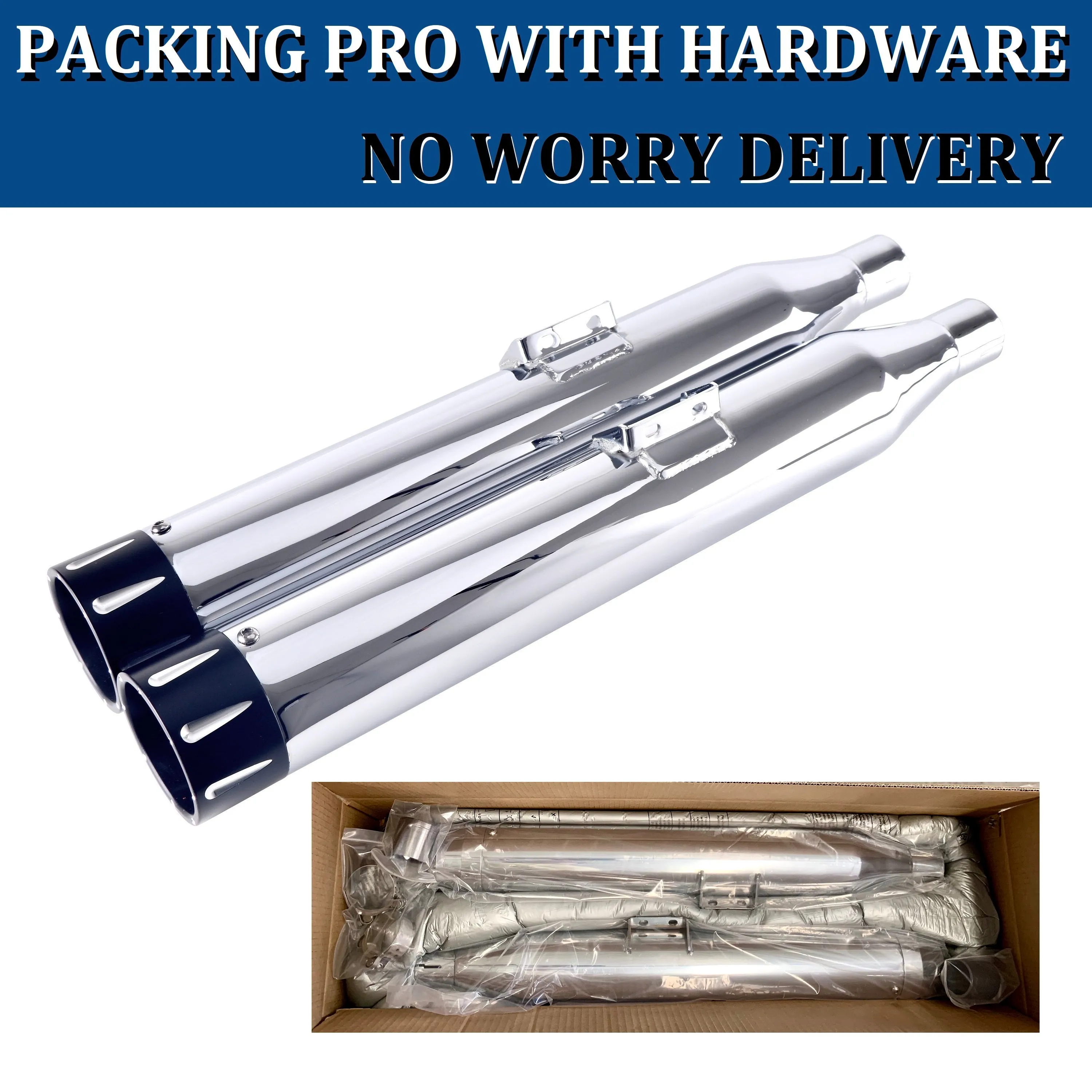 Sharkroad 3.5" Chrome Slip On Mufflers Exhaust for 2018-2024 Softail M8 Black
