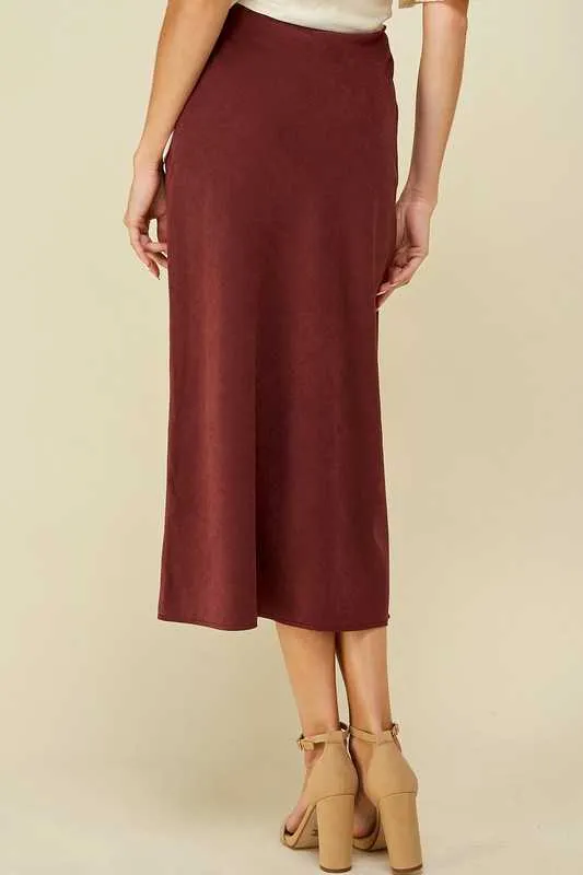 Skirt - Solid Side Zip Midi Skirt