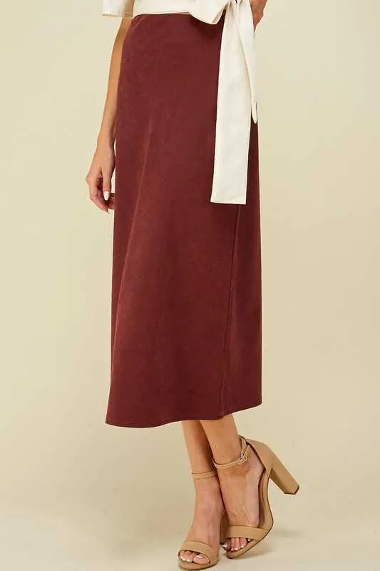 Skirt - Solid Side Zip Midi Skirt