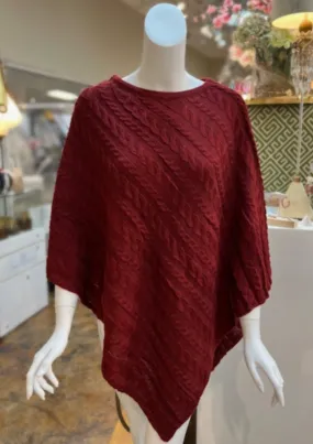 Snow Charm Poncho-Burgundy-50% OFF
