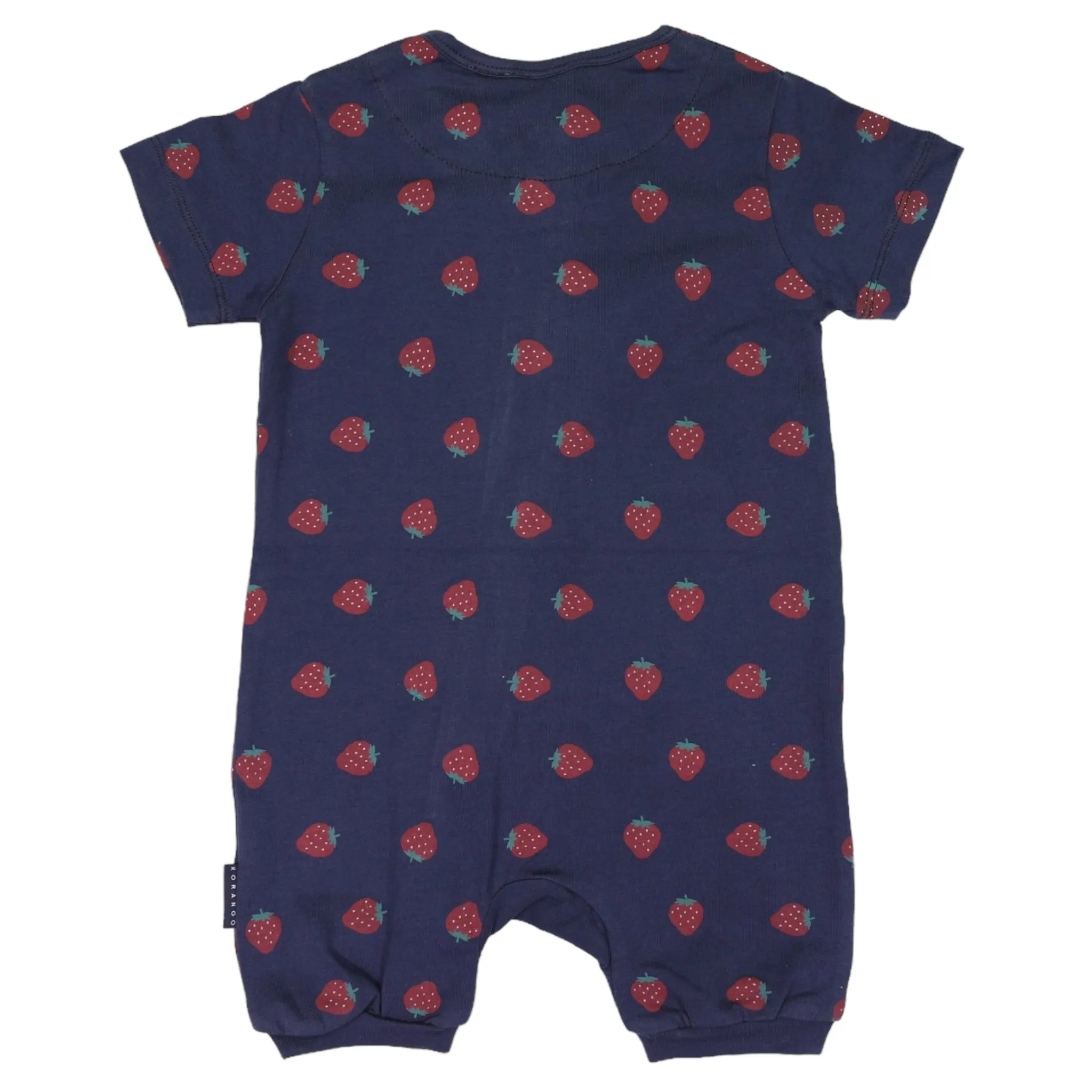 Strawberry Print Short Sleeve Romper Navy
