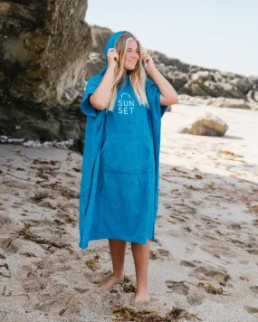 Sunset Surf Changing Towel Poncho - Azure Blue