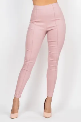 Twill Solid High Waist Pants