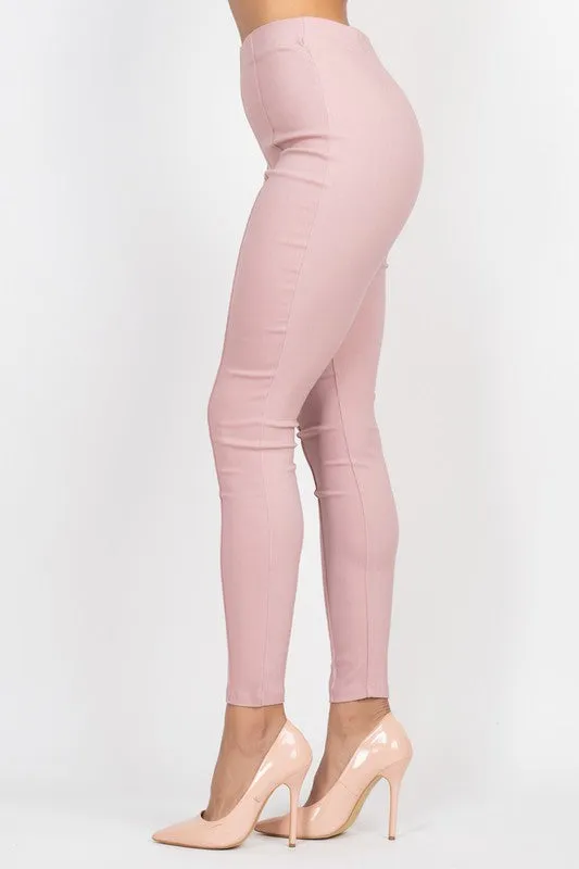 Twill Solid High Waist Pants