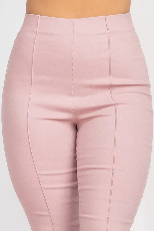 Twill Solid High Waist Pants