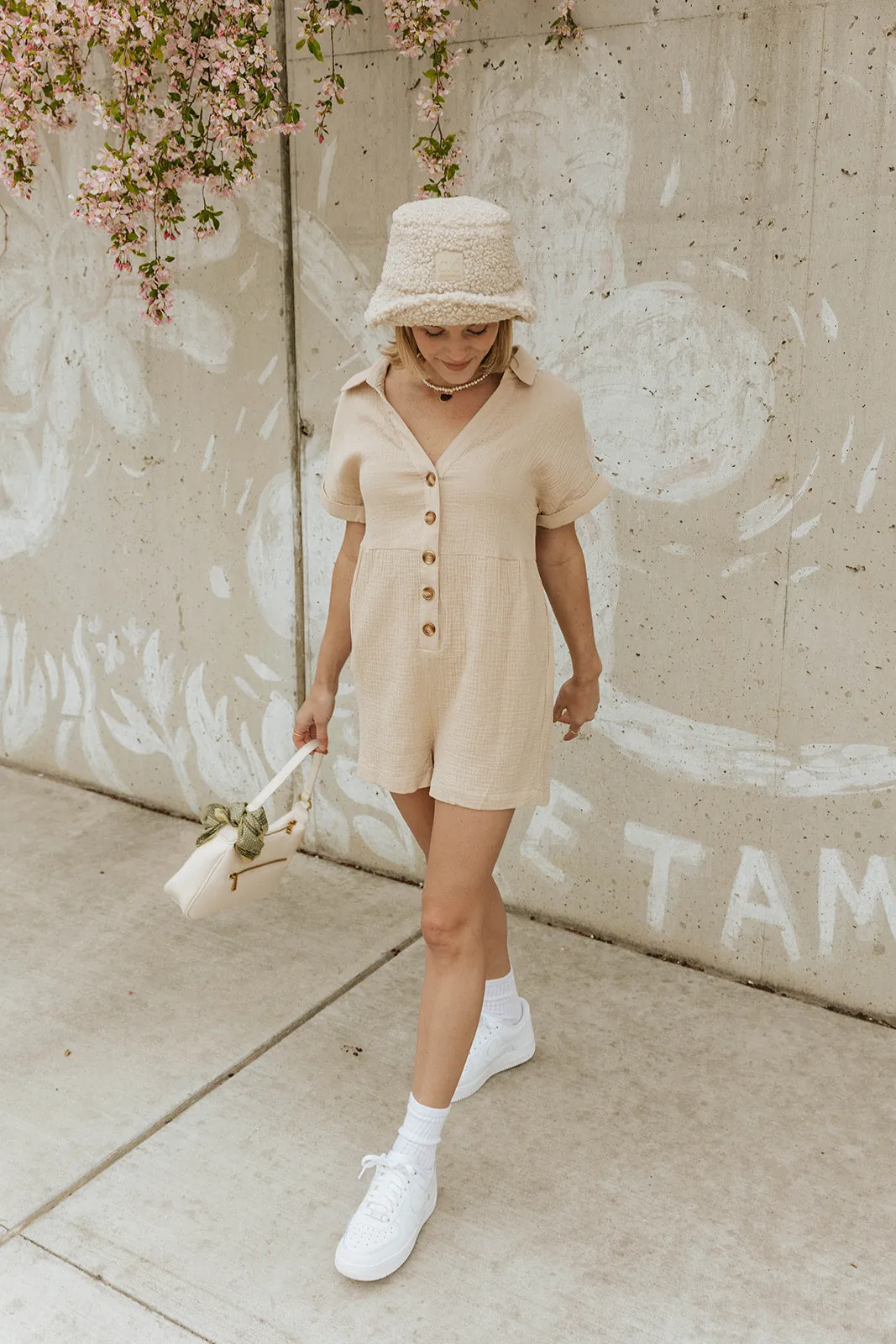Waterfall Romper-Natural