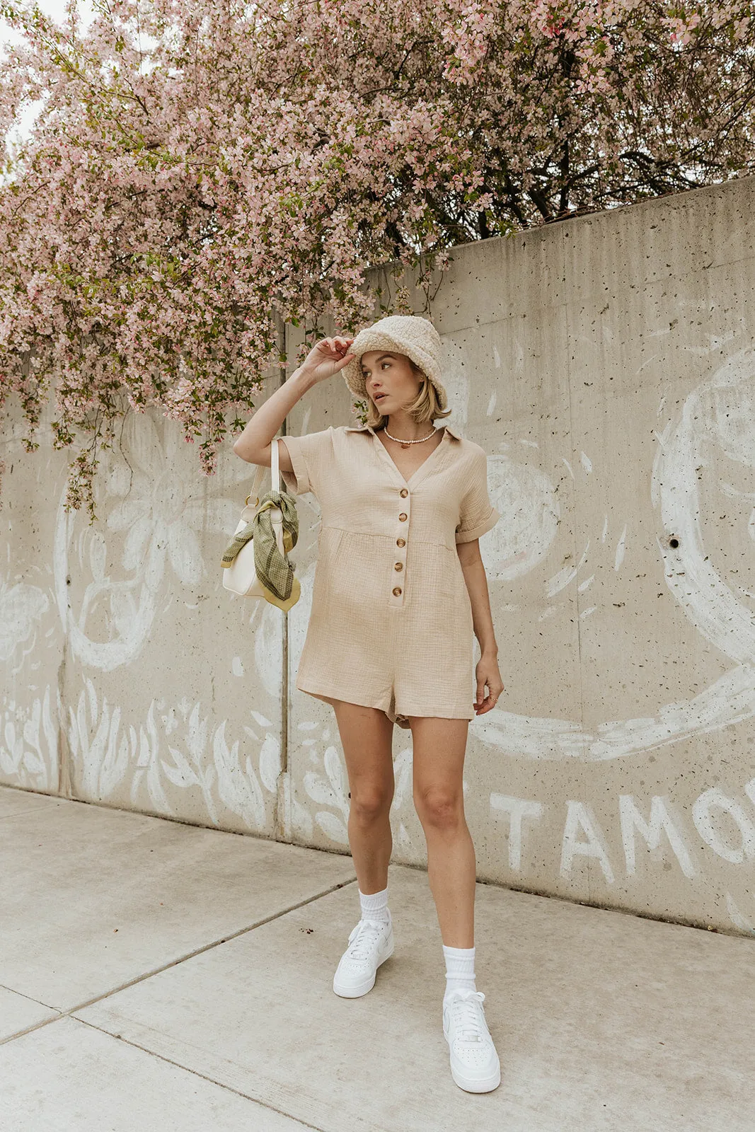 Waterfall Romper-Natural