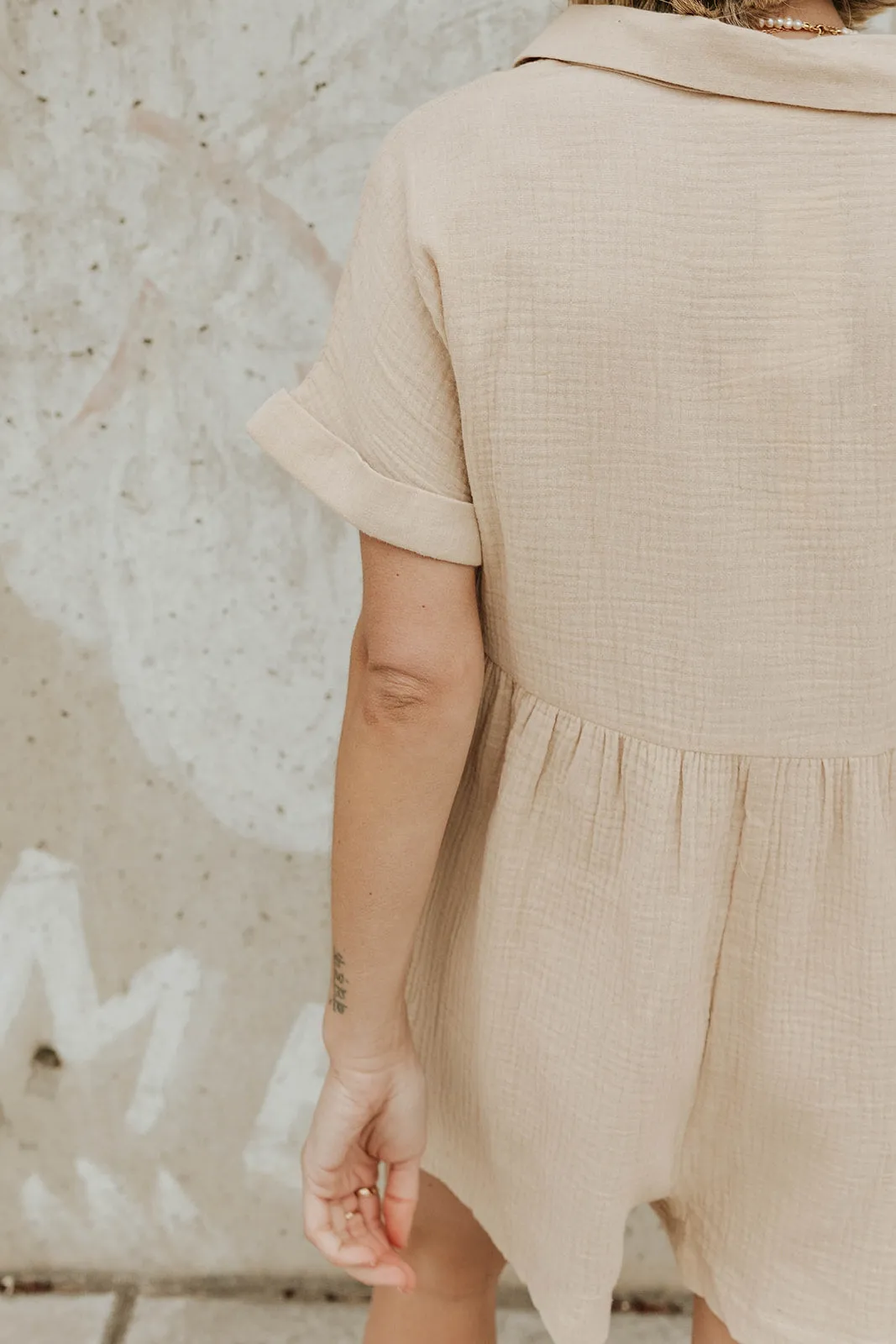 Waterfall Romper-Natural