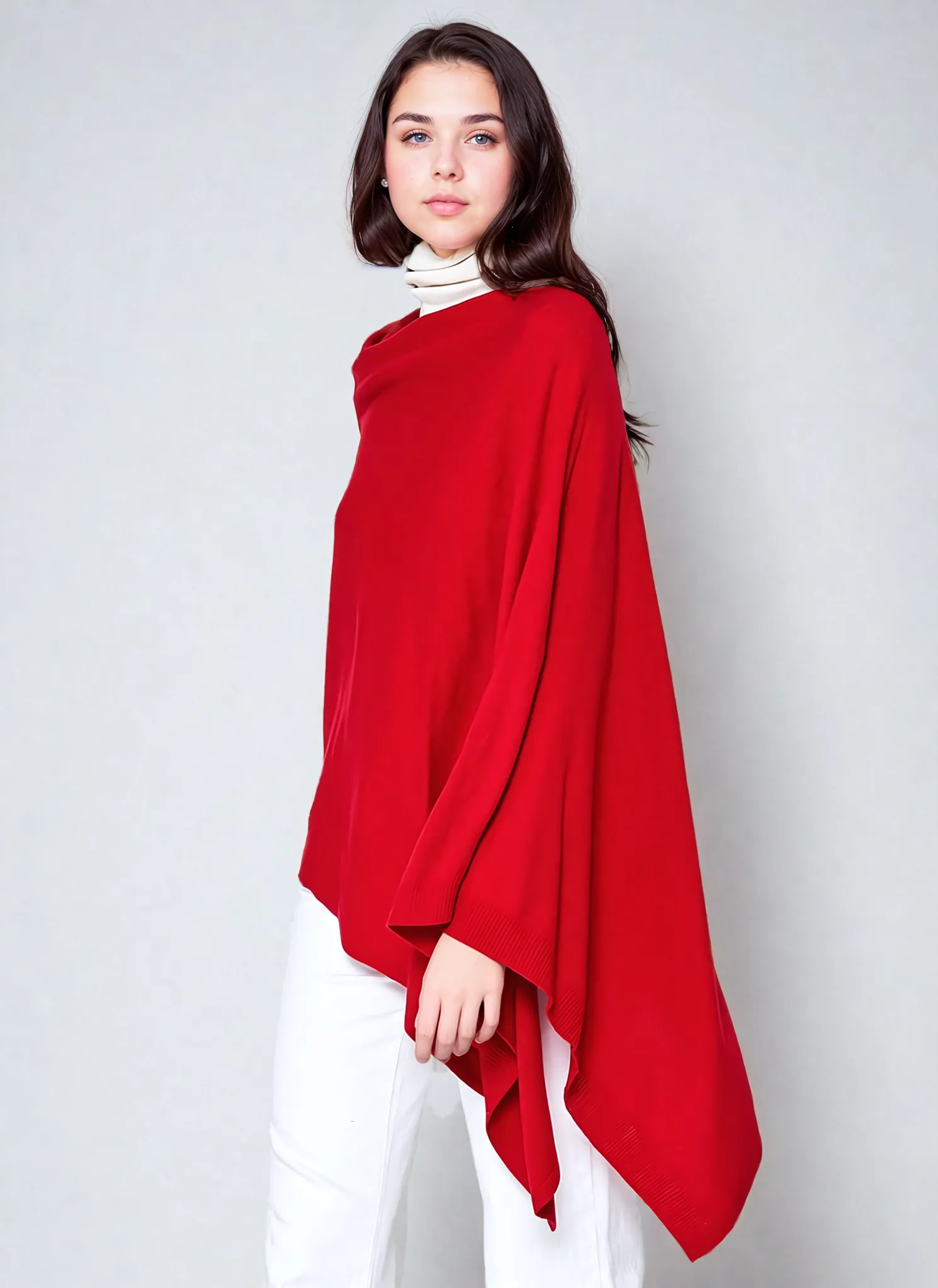 Women’s Pure Cashmere Red Oversized Julian Poncho