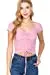 Women's Short Sleeve Ribbed Ruched Knit Crop Top