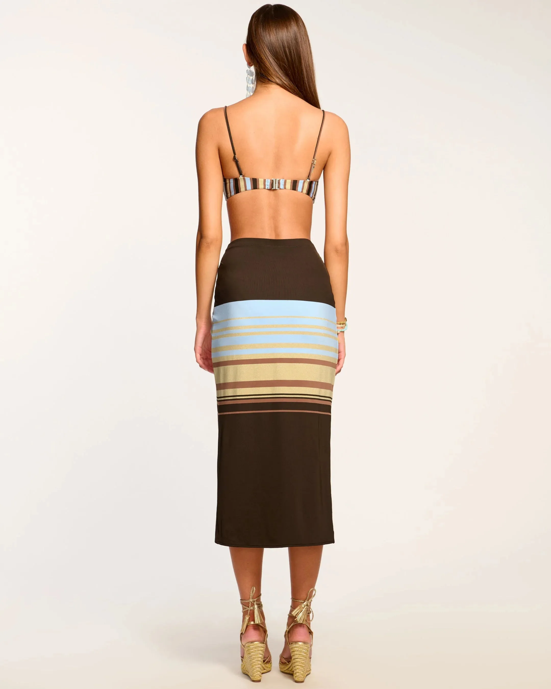 Xana Coverup Skirt Brown Stripe - Ramy Brook